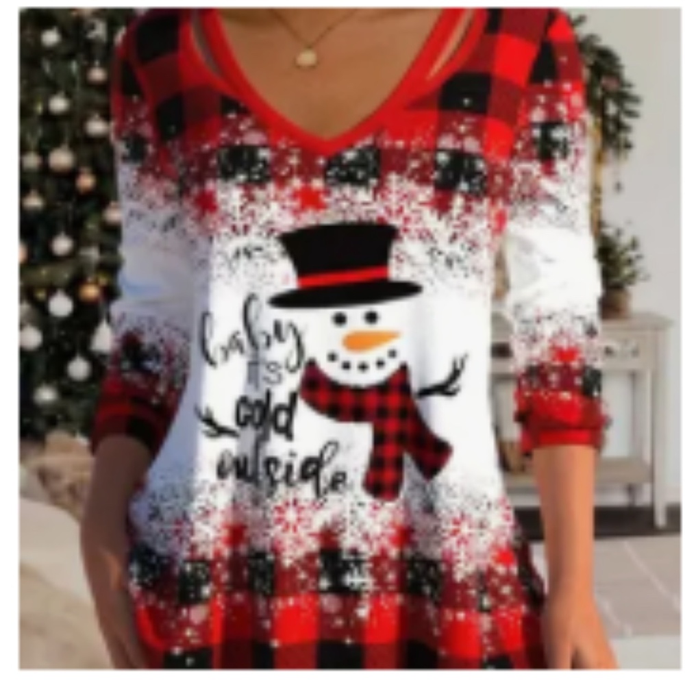 MWOT Women's Red Snowman T-shirt - 3X